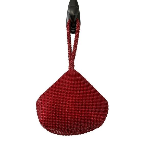 La Regale Clutch Bag Evening Purse Triangle Full Rhinestones Red - Picture 2 of 9